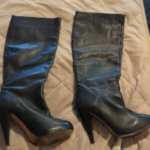 Dolce Vita Black Leather Knee-High Boots | Size 7.5